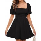 Womens Summer Short Dress Casual Puff Sleeve Off Shoulder Sundress Wedding Guest Graduation Dresses for Women 2025