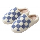Checkered Slippers Women Fuzzy Memory Foam Men House Slippers Trendy Checkerboard Fluffy Preppy Slippers Bedroom Closed Toe Sandals
