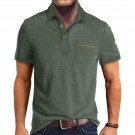 Men's Casual Polo Shirts Classic Button Basic Short Sleeve Shirt Solid Color Tees Golf Stylish Tops
